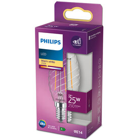 LED lamp E14 2W 250Lm kaars filament gedraaid