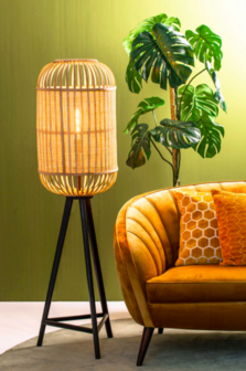 Light&amp;Living vloerlamp &Oslash;40x140 cm ALIFIA bamboe+webbing naturel