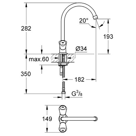 Grohe Costa-S keukenmengkraan