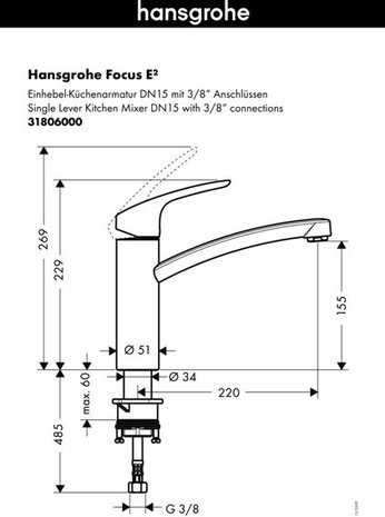 Hans Grohe Focus E2 keukenmengkraan