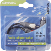 adapterkabel tulp(F)-2tulp(M) 0.2m