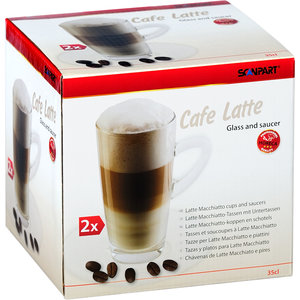 latte macchiato kop en schotel 2x32cl