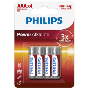 batterij Power Alkline AAA 4 stuks